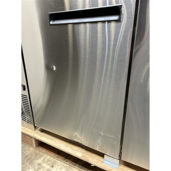 Scratch and Dent Avantco UBB-3-HC 69" Stainless Steel Counter Height Solid Door Back Bar Refrigerator with LED Lighting