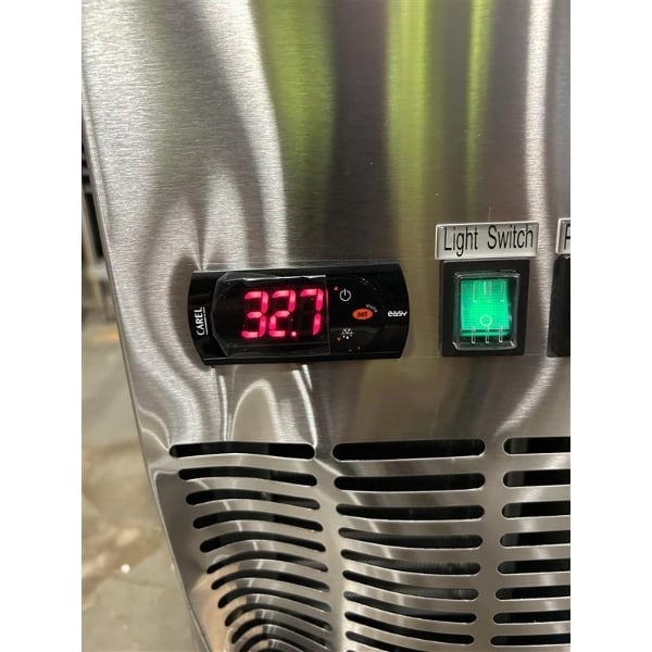 Scratch and Dent Avantco UBB-3-HC 69" Stainless Steel Counter Height Solid Door Back Bar Refrigerator with LED Lighting