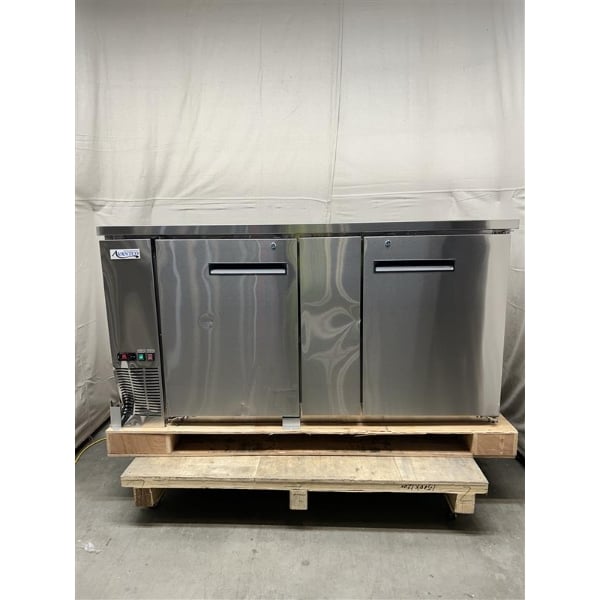 Scratch and Dent Avantco UBB-3-HC 69" Stainless Steel Counter Height Solid Door Back Bar Refrigerator with LED Lighting