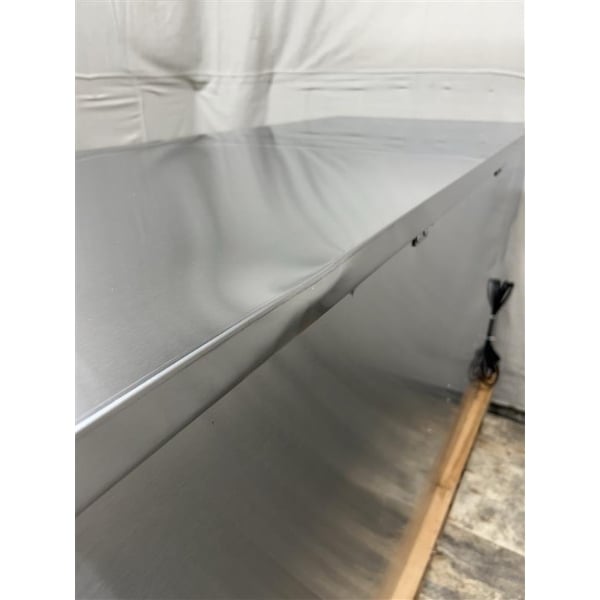 Scratch and Dent Avantco UBB-3-HC 69" Stainless Steel Counter Height Solid Door Back Bar Refrigerator with LED Lighting