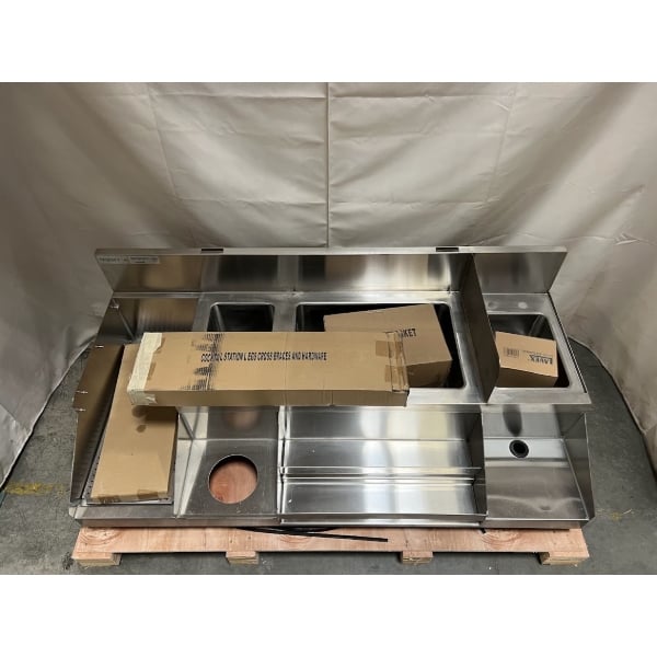 Scratch and Dent Regency Spec Line 60" Stainless Steel Combination Cocktail Station with Drainboard
