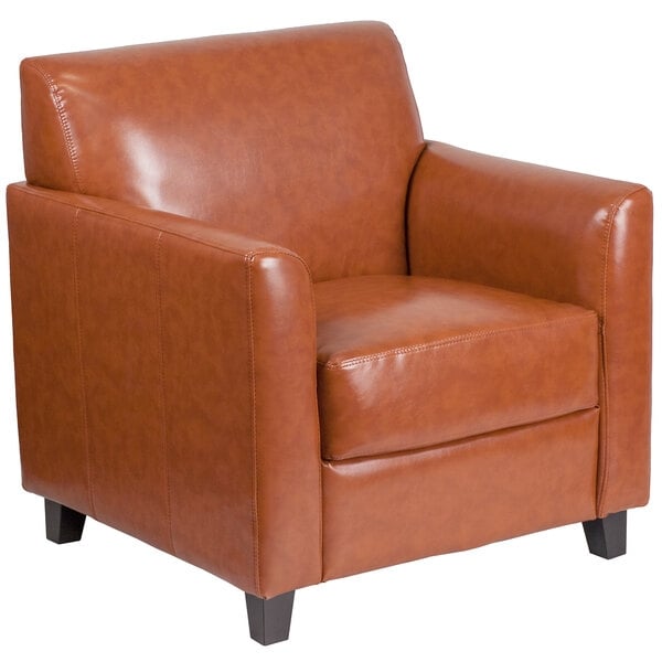Scratch and Dent Flash Furniture BT-827-1-CG-GG Hercules Diplomat Cognac Leather Chair with Wooden Feet