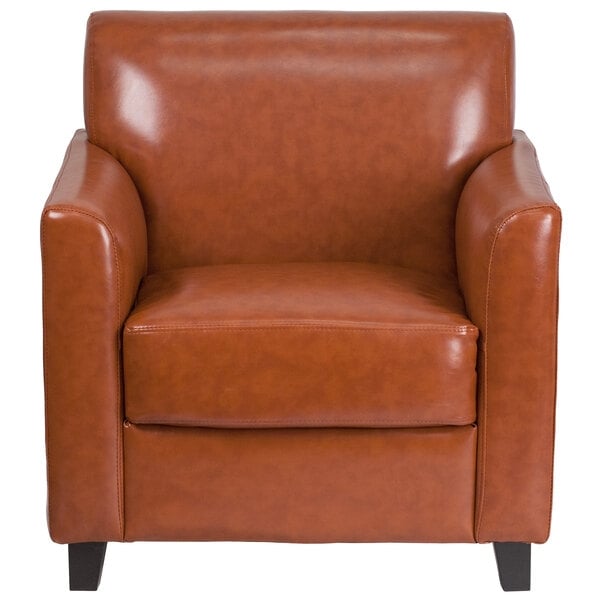 Scratch and Dent Flash Furniture BT-827-1-CG-GG Hercules Diplomat Cognac Leather Chair with Wooden Feet