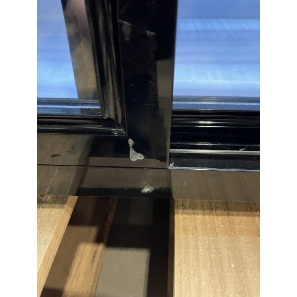 Scratch and Dent Avantco CSM-4-HC Black Customizable Countertop Display Refrigerator with Sliding Door and Merchandising Panel
