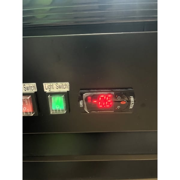 Scratch and Dent Avantco GDC-12F-HC 27" Black Swing Glass Door Merchandiser Freezer with LED Lighting