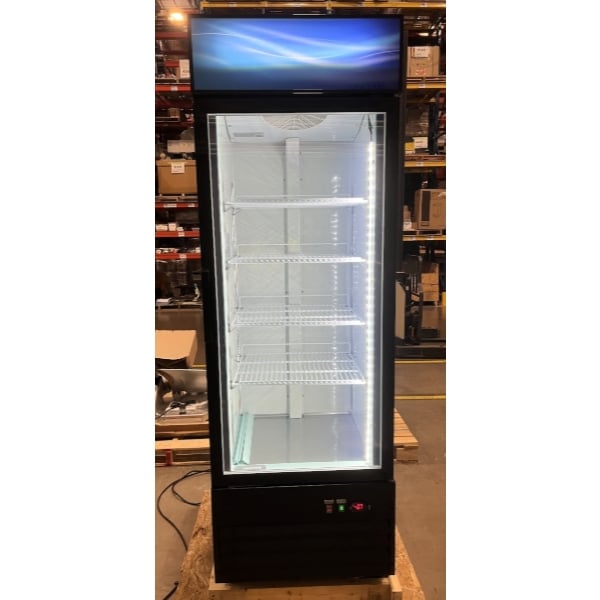 Scratch and Dent Avantco GDC-12F-HC 27" Black Swing Glass Door Merchandiser Freezer with LED Lighting