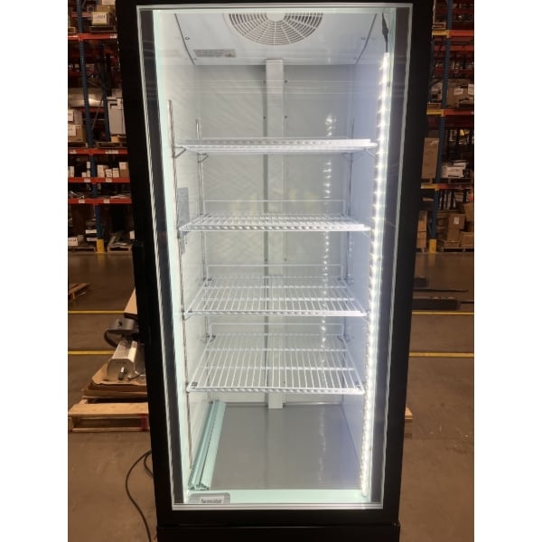Scratch and Dent Avantco GDC-12F-HC 27" Black Swing Glass Door Merchandiser Freezer with LED Lighting