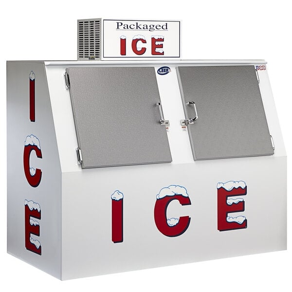 Scratch and Dent Leer 60ASL-R290 73" Outdoor Auto Defrost Ice Merchandiser with Slanted Front and Galvanized Steel Doors