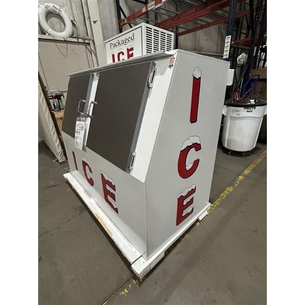 Scratch and Dent Leer 60ASL-R290 73" Outdoor Auto Defrost Ice Merchandiser with Slanted Front and Galvanized Steel Doors