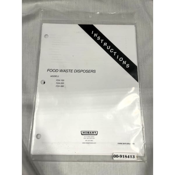 Scratch and Dent Hobart FD4/150-1 Commercial Garbage Disposer with Adjustable Flanged Feet - 1 1/2 hp, 208-230/460V