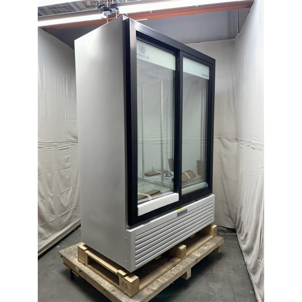 Scratch and Dent Beverage-Air MT53-1-SDW 54" Marketeer Series White Refrigerated Glass Door Merchandiser with LED Lighting