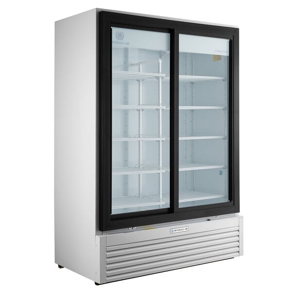 Scratch and Dent Beverage-Air MT53-1-SDW 54" Marketeer Series White Refrigerated Glass Door Merchandiser with LED Lighting