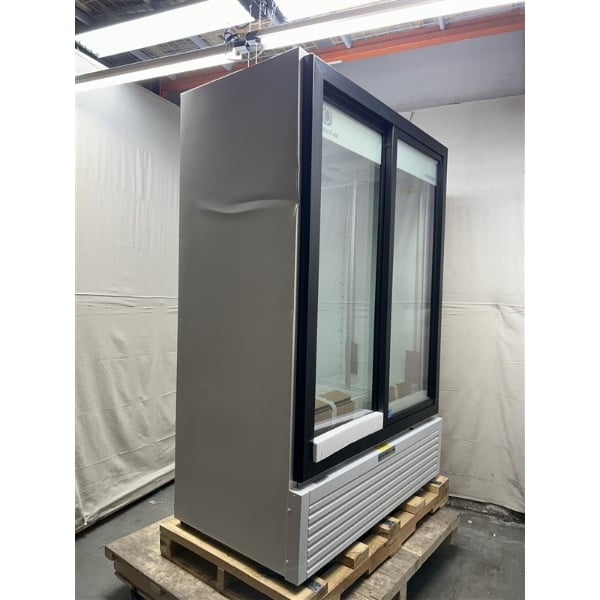 Scratch and Dent Beverage-Air MT53-1-SDW 54" Marketeer Series White Refrigerated Glass Door Merchandiser with LED Lighting