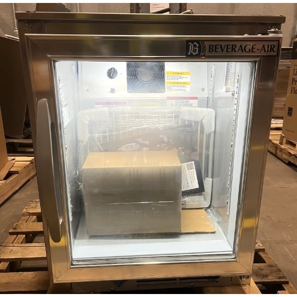 Scratch and Dent Beverage-Air UCR20HC-25 20" Shallow Depth Low Profile Undercounter Refrigerator with Glass Door and LED Lighting