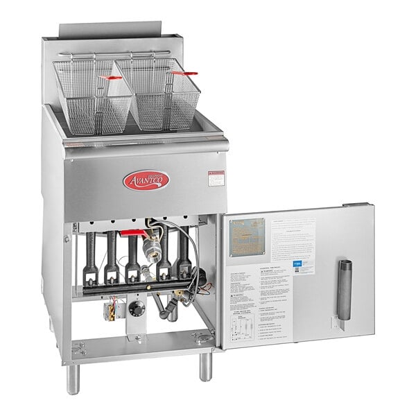 Scratch and Dent Avantco F5-ES-P 65-70 lb. Liquid Propane Stainless Steel Floor Fryer - 100,000 BTU