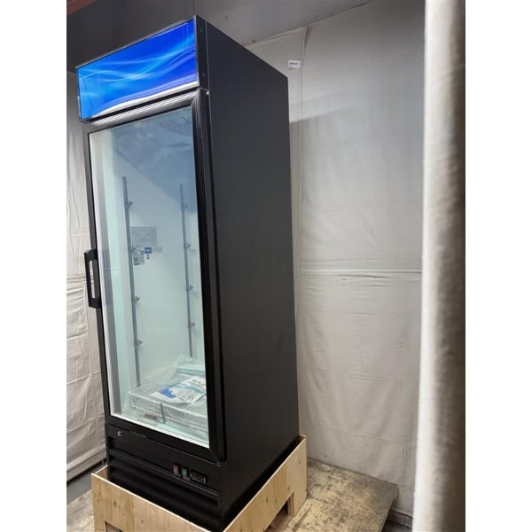 Scratch and Dent Avantco GDC-12F-HC 27" Black Swing Glass Door Merchandiser Freezer with LED Lighting