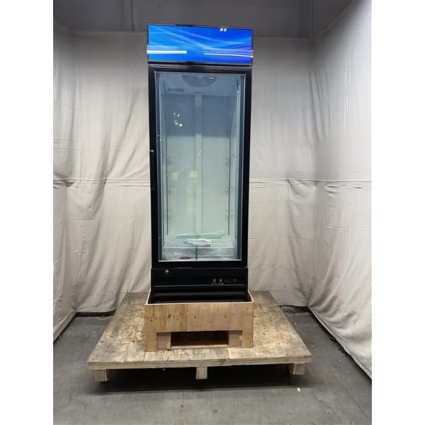 Scratch and Dent Avantco GDC-12F-HC 27" Black Swing Glass Door Merchandiser Freezer with LED Lighting