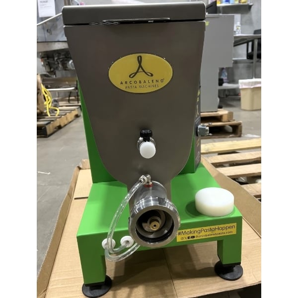 Scratch and Dent Arcobaleno AEX20 Emma 7 lb. Electric Countertop Pasta Extruder with Water Cooling Tank - 120V, 3/4 hp
