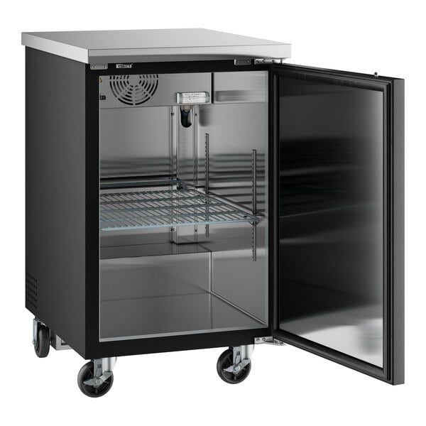 Scratch and Dent Avantco UBB-1-HC 23" Black Counter Height Solid Door Back Bar Refrigerator
