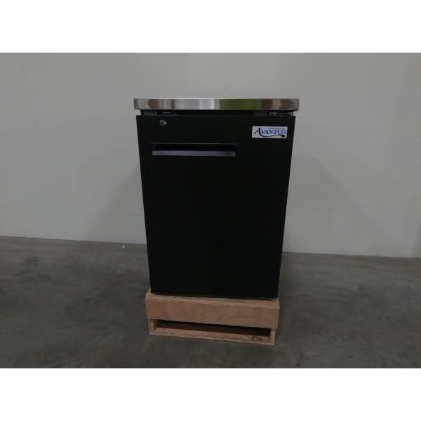 Scratch and Dent Avantco UBB-1-HC 23" Black Counter Height Solid Door Back Bar Refrigerator