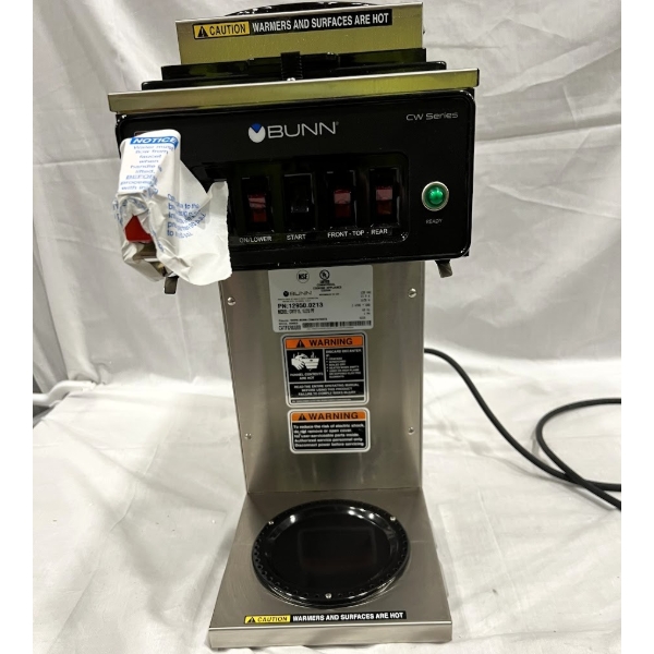 Scratch and Dent Bunn 12950.0213 CWTF15-3 Automatic 12 Cup Coffee Brewer with 2 Upper Warmers, 1 Lower Warmer, and Plastic Funnel - 120V