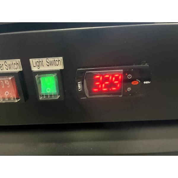 Scratch and Dent Avantco GDC-49-HC 53" Black Swing Glass Door Merchandiser Refrigerator with LED Lighting