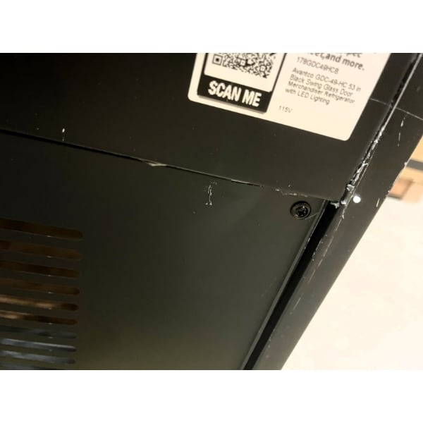 Scratch and Dent Avantco GDC-49-HC 53" Black Swing Glass Door Merchandiser Refrigerator with LED Lighting