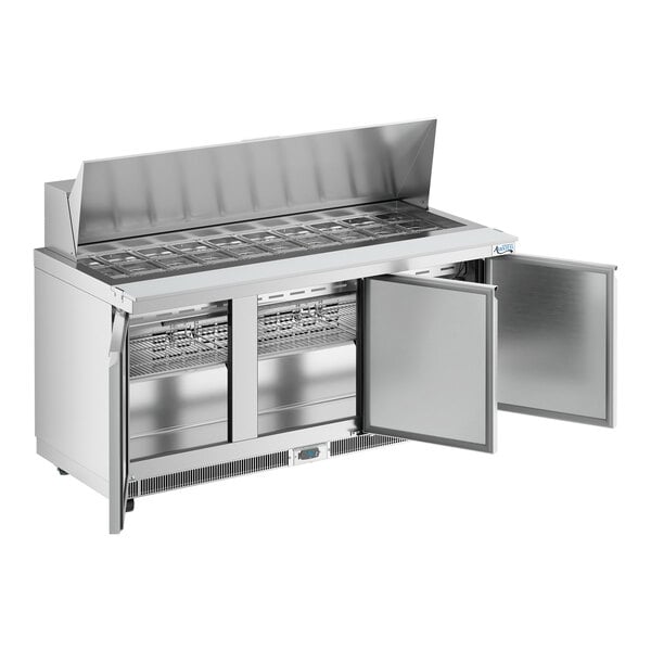 Scratch and Dent Avantco ZPT-71-FB-M-HC 71" 3 Door Front Breathing Mega Top Refrigerated Sandwich Prep Table
