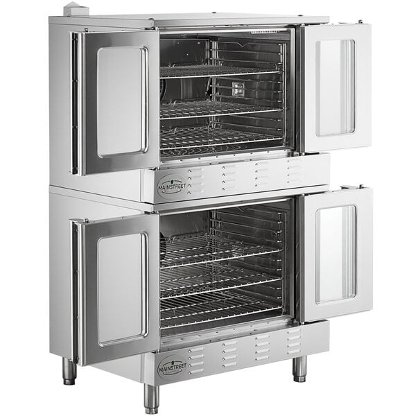 Scratch and Dent MainStreet Equipment EC2-C Double Deck Electric Full Size Convection Oven with Legs - 208V, 3 / 1 Phase, 11 kW