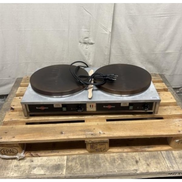 Scratch and Dent Krampouz CECIJ4 15 3/4" Dual Electric Cast Iron Crepe Maker - 240V / 3600W