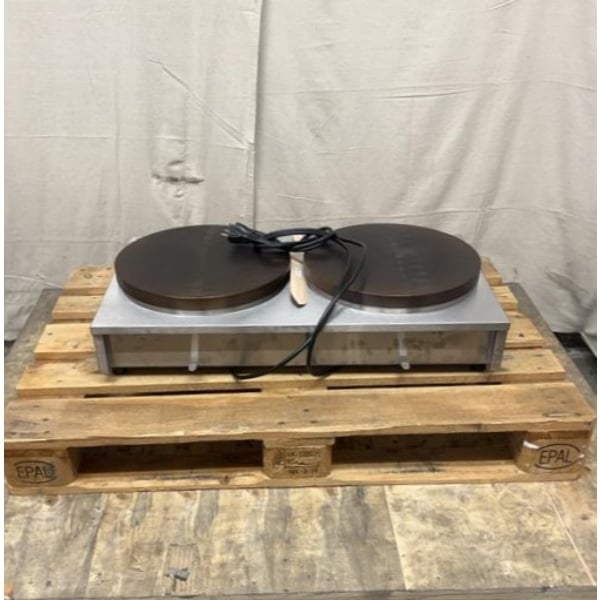 Scratch and Dent Krampouz CECIJ4 15 3/4" Dual Electric Cast Iron Crepe Maker - 240V / 3600W