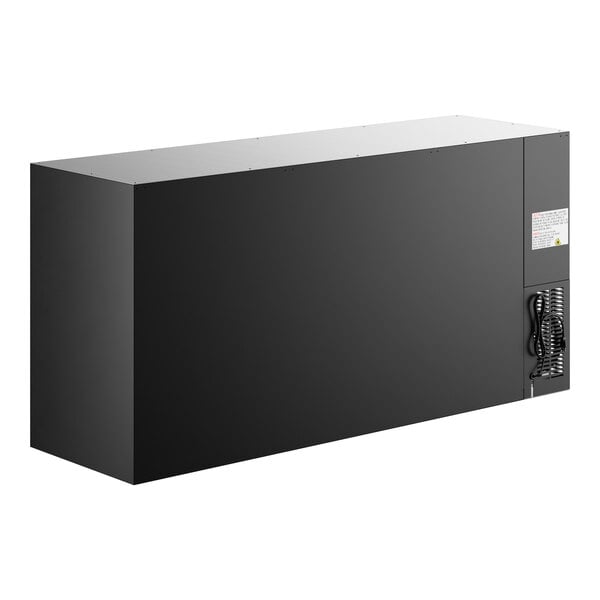Scratch and Dent Avantco UBB-72S-GT 73" Black Underbar Height Narrow Sliding Glass Door Back Bar Refrigerator with Galvanized Top and LED Lighting