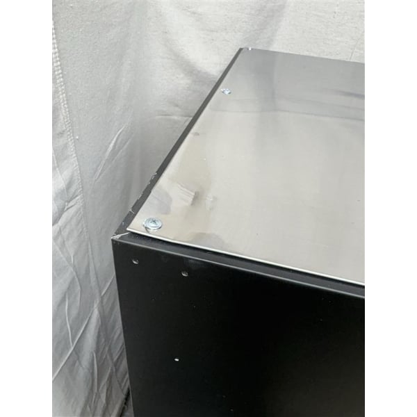 Scratch and Dent Avantco UBB-72S-GT 73" Black Underbar Height Narrow Sliding Glass Door Back Bar Refrigerator with Galvanized Top and LED Lighting