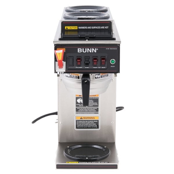 Scratch and Dent Bunn 12950.0217 CWTF15-3 Automatic 12 Cup Coffee Brewer with 2 Upper Warmers, 1 Lower Warmer, and Stainless Steel Funnel - 120V