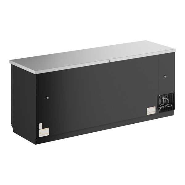 Scratch and Dent True TBB-4G-HC-LD 90 3/8" Black Counter Height Glass Door Back Bar Refrigerator with LED Lighting