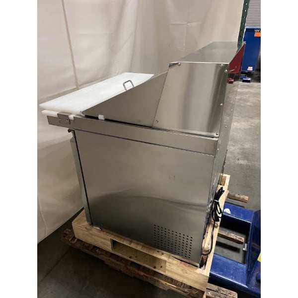 Scratch and Dent Avantco SS-PT-36M-C 36" 2 Door Mega Top Stainless Steel Refrigerated Sandwich Prep Table with 10 1/2" Cutting Board