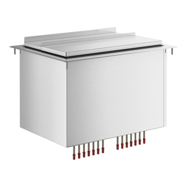 Scratch and Dent Regency 18" x 24" Stainless Steel Drop-In Ice Bin with Sliding Lid and 7 Circuit Post-Mix Cold Plate - 65 lb.