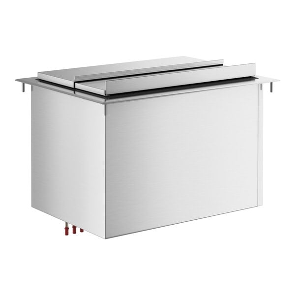 Scratch and Dent Regency 18" x 24" Stainless Steel Drop-In Ice Bin with Sliding Lid and 7 Circuit Post-Mix Cold Plate - 65 lb.