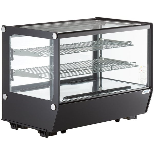 Scratch and Dent Avantco BCS-35-HC 34 5/8" Black Refrigerated Square Countertop Bakery Display Case with LED Lighting