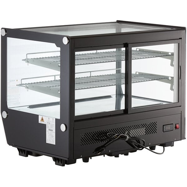 Scratch and Dent Avantco BCS-35-HC 34 5/8" Black Refrigerated Square Countertop Bakery Display Case with LED Lighting