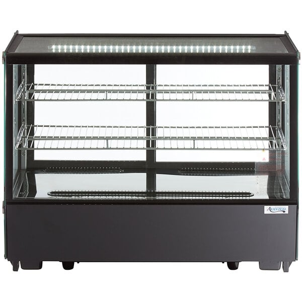 Scratch and Dent Avantco BCS-35-HC 34 5/8" Black Refrigerated Square Countertop Bakery Display Case with LED Lighting