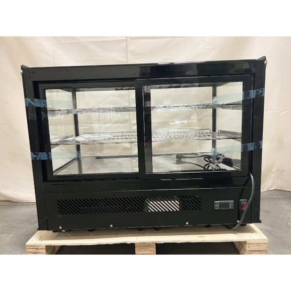 Scratch and Dent Avantco BCS-35-HC 34 5/8" Black Refrigerated Square Countertop Bakery Display Case with LED Lighting