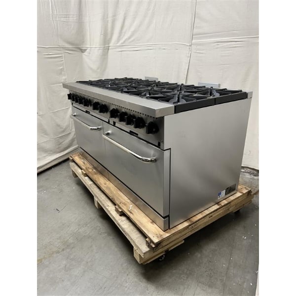 Scratch and Dent MainStreet Equipment E60-N Natural Gas 10 Burner 60" Range with 2 Standard Ovens - 360,000 BTU