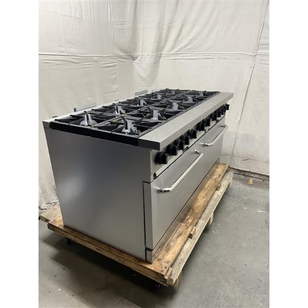 Scratch and Dent MainStreet Equipment E60-N Natural Gas 10 Burner 60" Range with 2 Standard Ovens - 360,000 BTU
