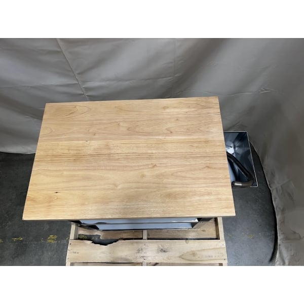Scratch and Dent Steelton Wood Top Work Cart with Stainless Steel Base and Undershelves - 32" x 20" x 35"