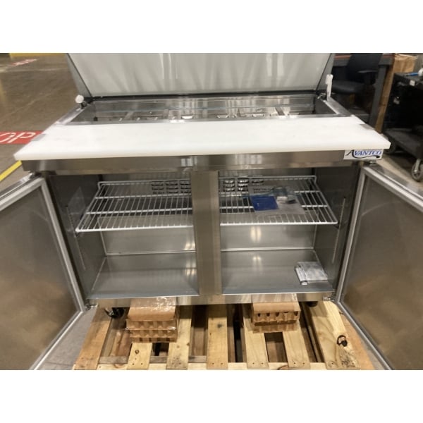 Scratch and Dent Avantco SS-PT-48-HC 46 3/4" 2 Door Stainless Steel Refrigerated Sandwich Prep Table