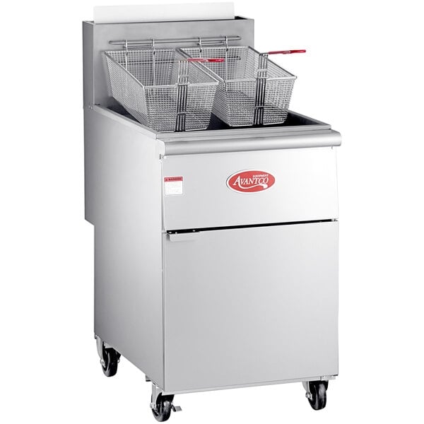Scratch and Dent Avantco FF100 Liquid Propane 70-100 lb. Stainless Steel Tube Floor Fryer - 150,000 BTU