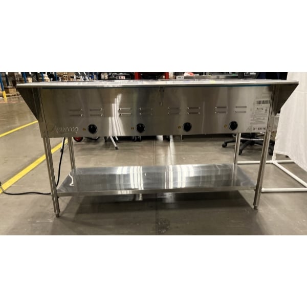 Scratch and Dent Avantco STE-4SA Four Pan Open Well Electric Steam Table with Undershelf - 120V, 2000W