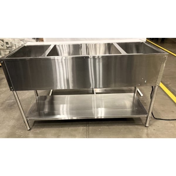 Scratch and Dent Avantco STE-4SA Four Pan Open Well Electric Steam Table with Undershelf - 120V, 2000W