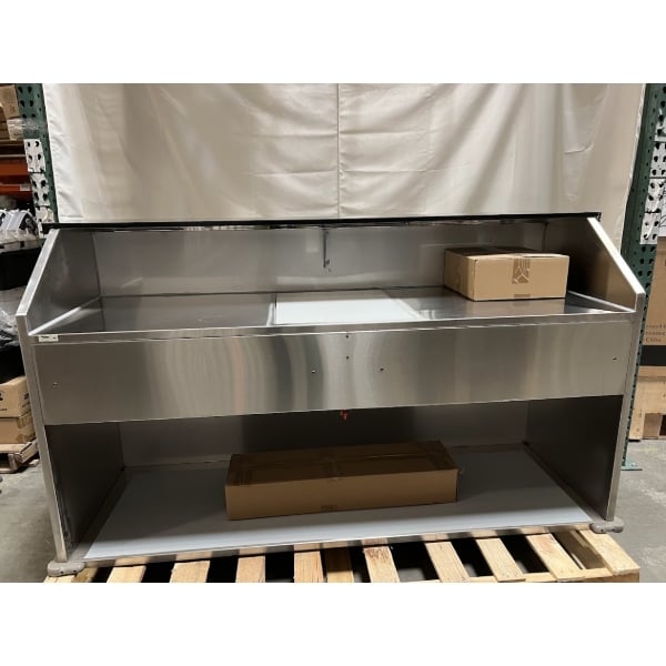 Scratch and Dent Regency 74" Basic Stainless Steel Portable Bar with Two Removable Speed Rails and Ice Bin